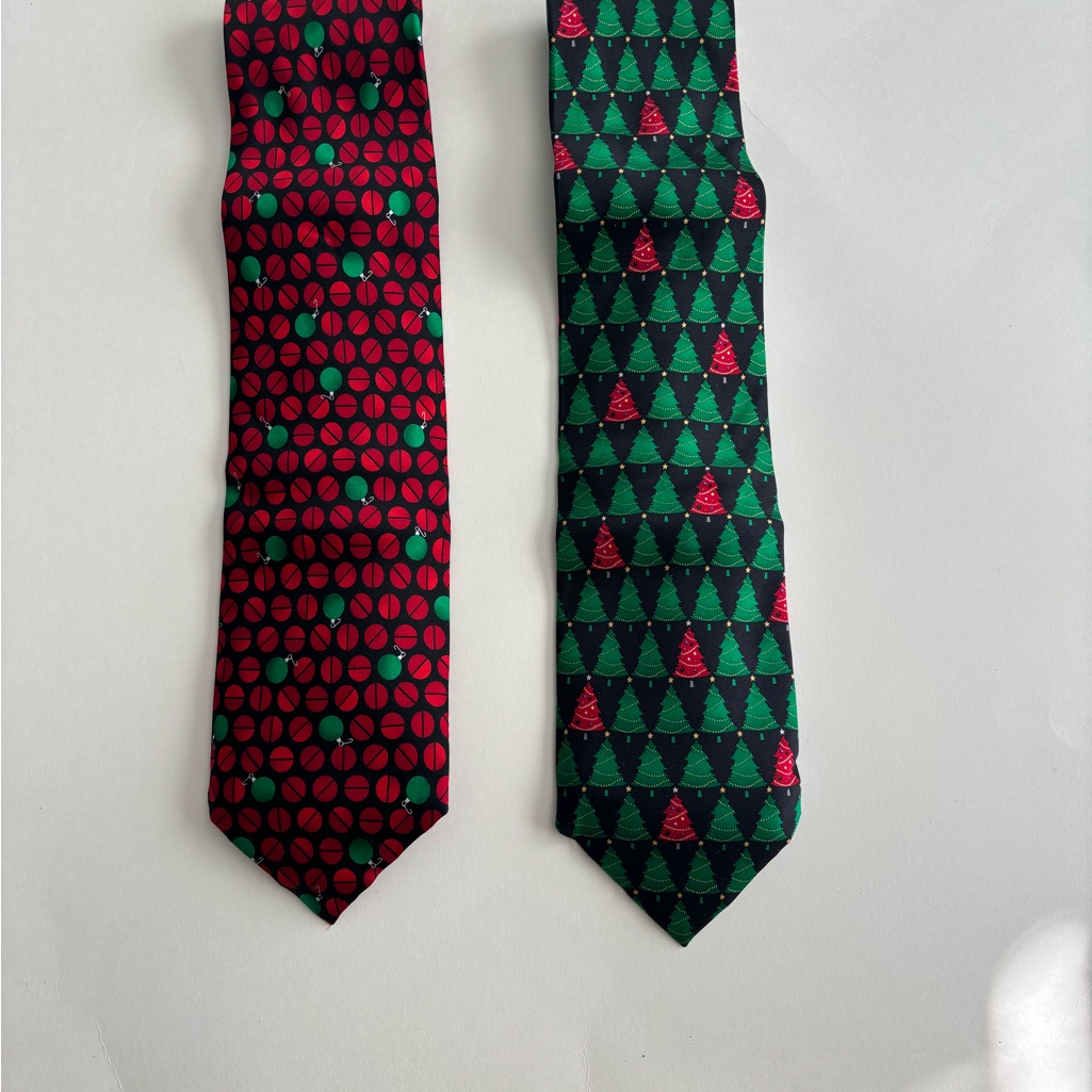 Festive Red And Green Ties Set